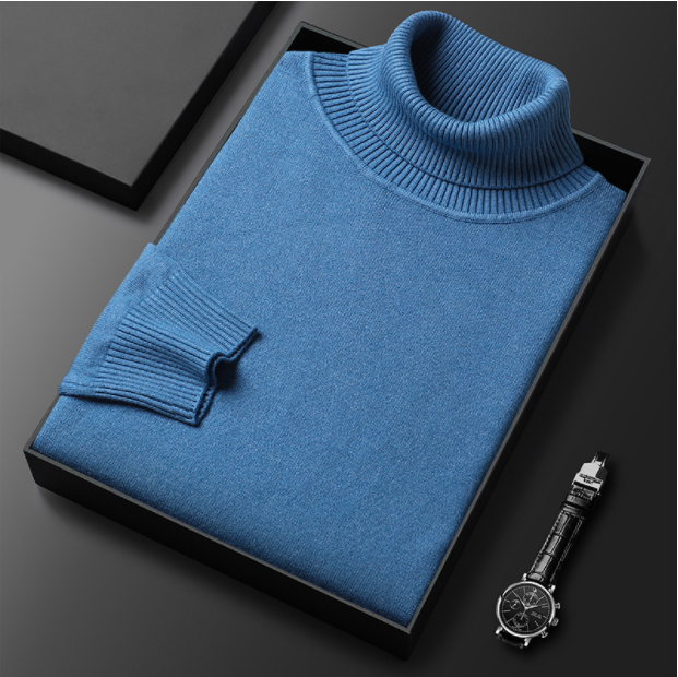 Nicolai Bergstrøm | Rollkragenpullover aus petrolblauem Strick