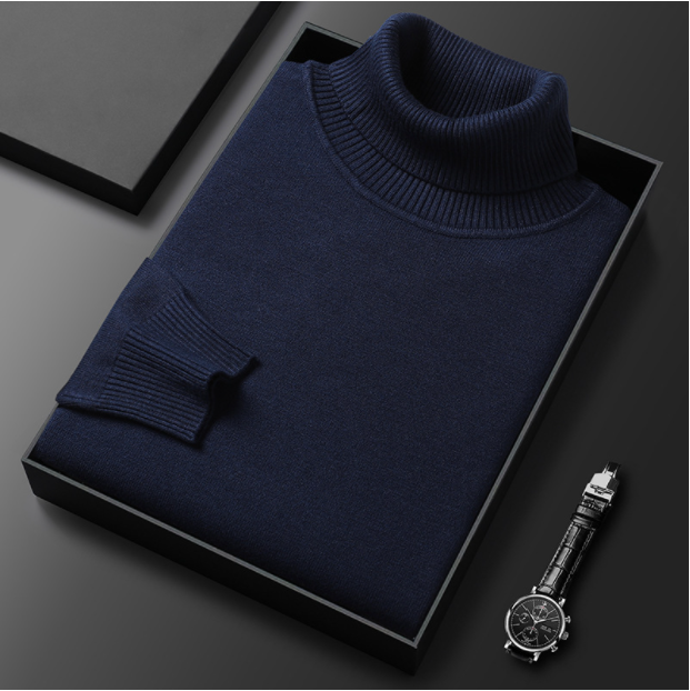 Nicolai Bergstrøm | Rollkragenpullover aus petrolblauem Strick