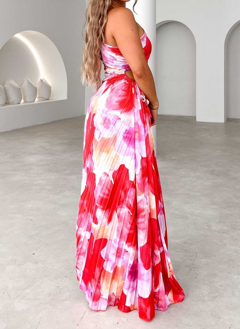 Alessandra Valenti | Midi-Kjole med Asymmetrisk One-Shoulder og Blomsterprint