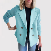 Rosanna Kåre | Dobbeltknappet Blazer med Strikkede Ærmer