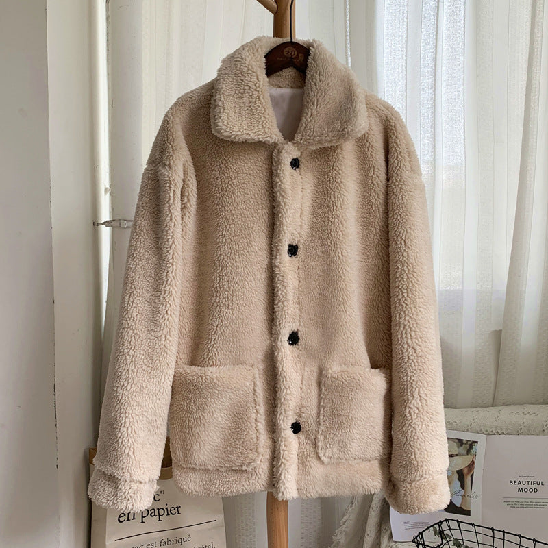 Anna Solberg | Teddy-frakke i pink shearling-look