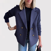 Rosanna Kåre | Dobbeltknappet Blazer med Strikkede Ærmer