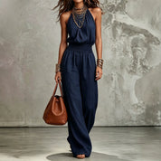 Stine Pedersen | Halterneck jumpsuit med vide ben til kvinder