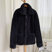 Anna Solberg | Teddy-frakke i pink shearling-look