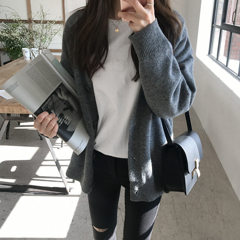 Ditte Lund | Oversize Strikcardigan i Grå
