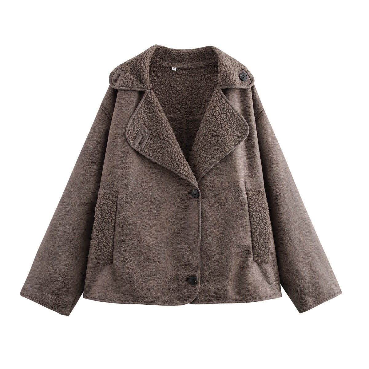 Stine Bang | Faux-shearling frakke med kontrastkrave