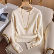 Lena Holm | Rippstrickbluse mit Goldknöpfen