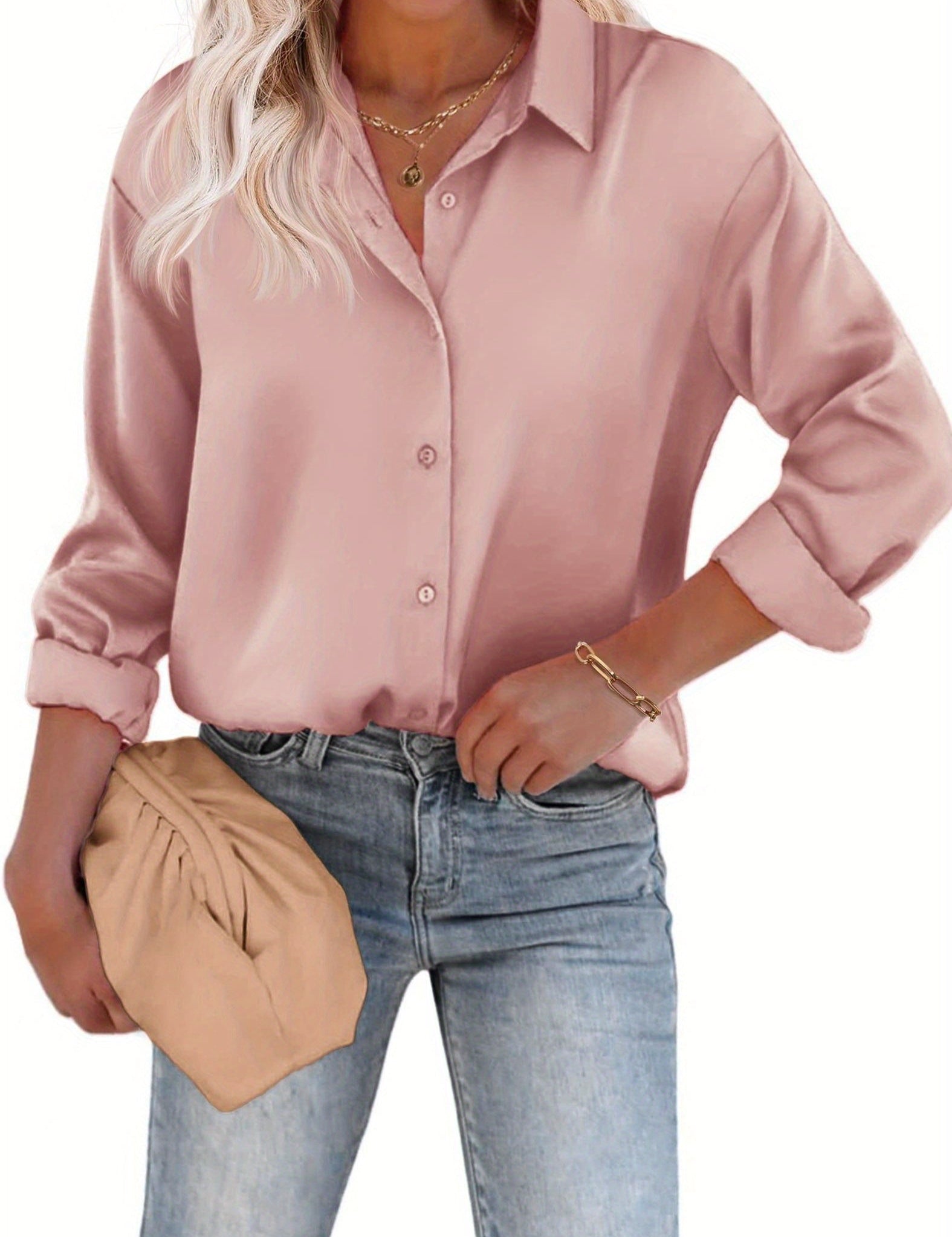 Aurore Pemberton | Elegant Skjortebluse med Knapper i Hvid