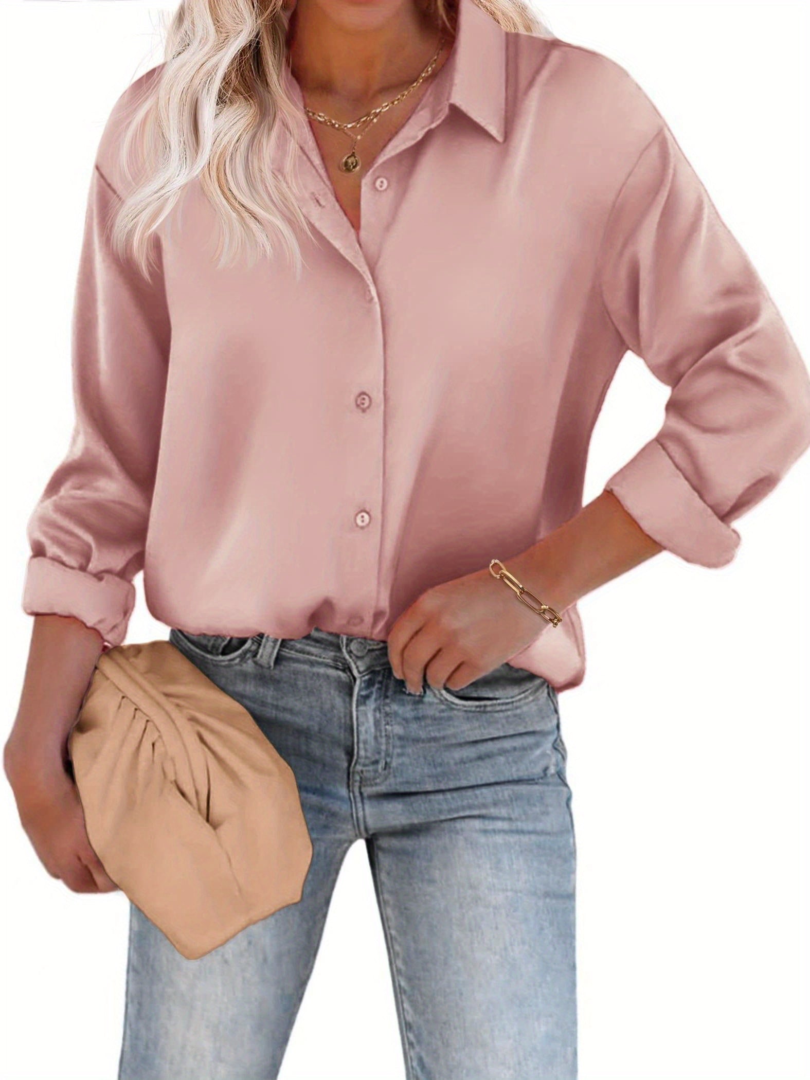 Aurore Pemberton | Elegant Skjortebluse med Knapper i Hvid