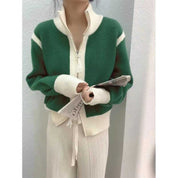 Trine Hoffmann | Green knitted cardigan with zipper