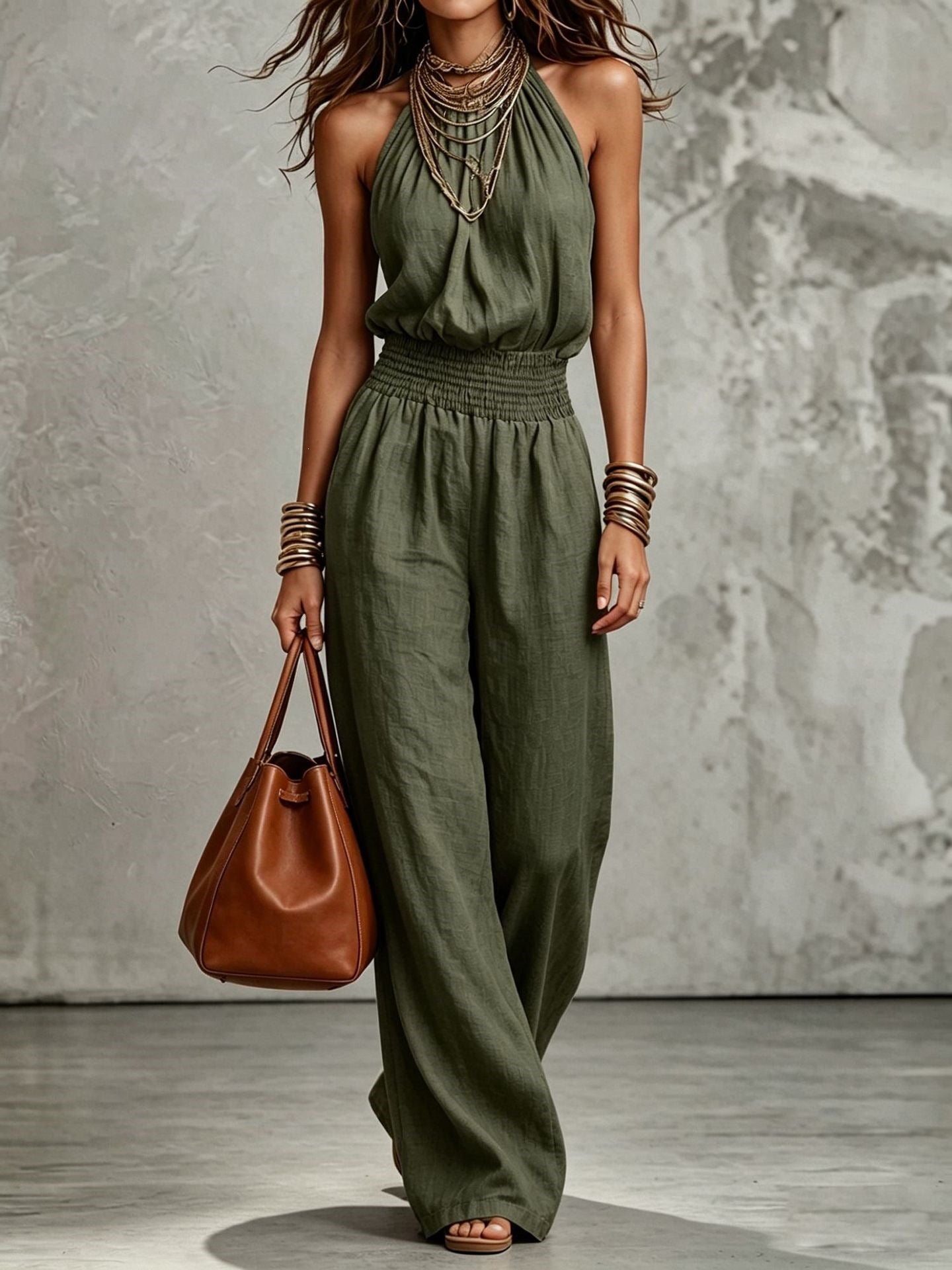 Stine Pedersen | Halterneck jumpsuit med vide ben til kvinder