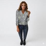 Rosalba Sinclair | V-hals Diamant Bluse med Pailetter