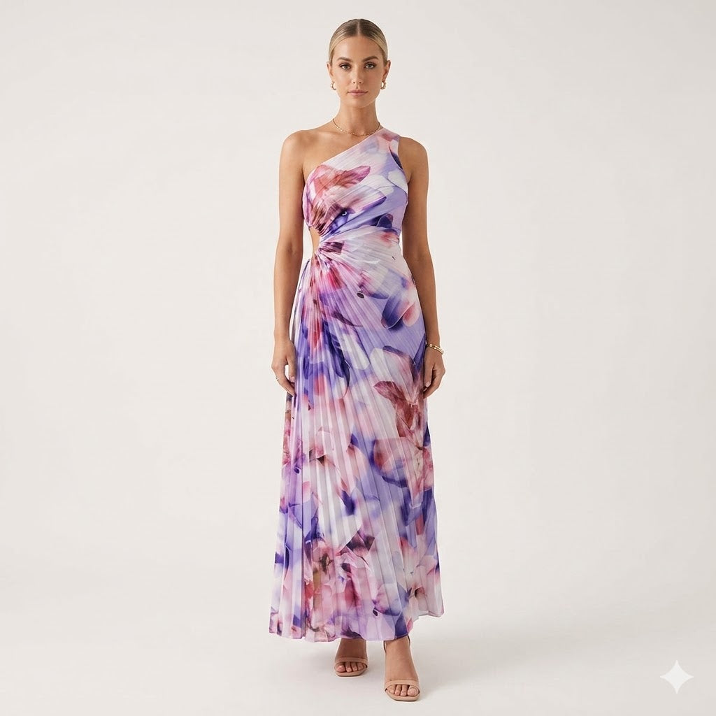 Gemma Ashwell | Maxi-kjole med blomsterprint og én-skulder design