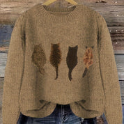 Agnete Lindholm | Grov strikket sweater med kattesilhuetter
