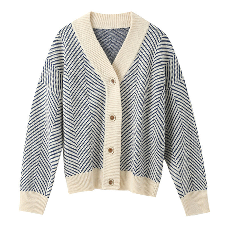 Mette Munk | Diamond-strikket cardigan med V-hals