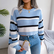 Helle Bech | Cropped Striped Knit Blouse