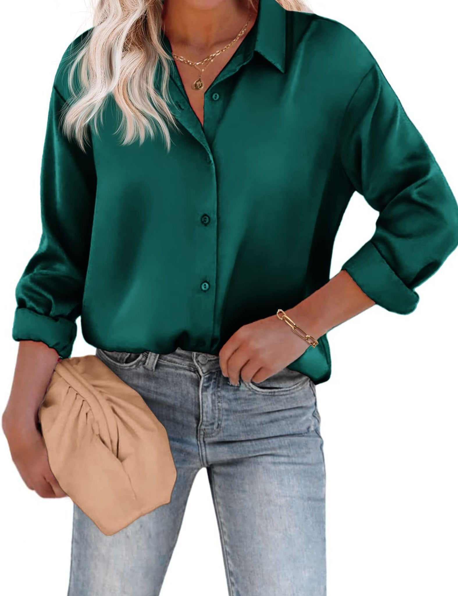 Aurore Pemberton | Elegant Skjortebluse med Knapper i Hvid