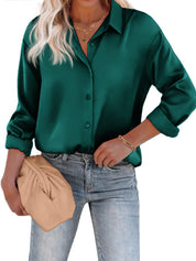 Aurore Pemberton | Elegant Skjortebluse med Knapper i Hvid