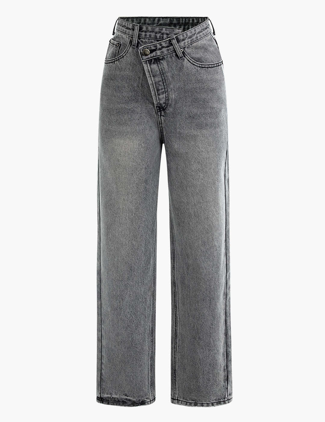 Charlotte Pembroke | High-Waist Straight-Leg Jeans med Asymmetrisk Design