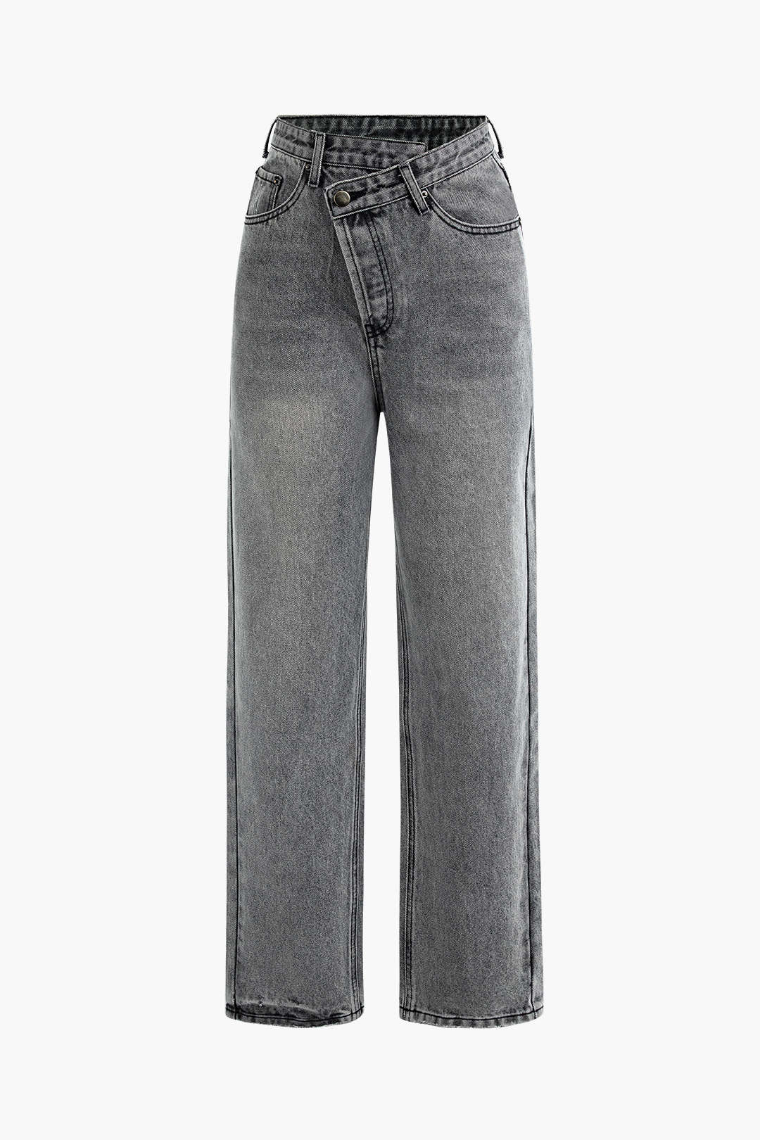 Charlotte Pembroke | High-Waist Straight-Leg Jeans med Asymmetrisk Design