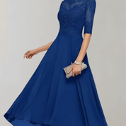 Élianne Moreau | Elegant luksus maxi kjole med blondeærmer