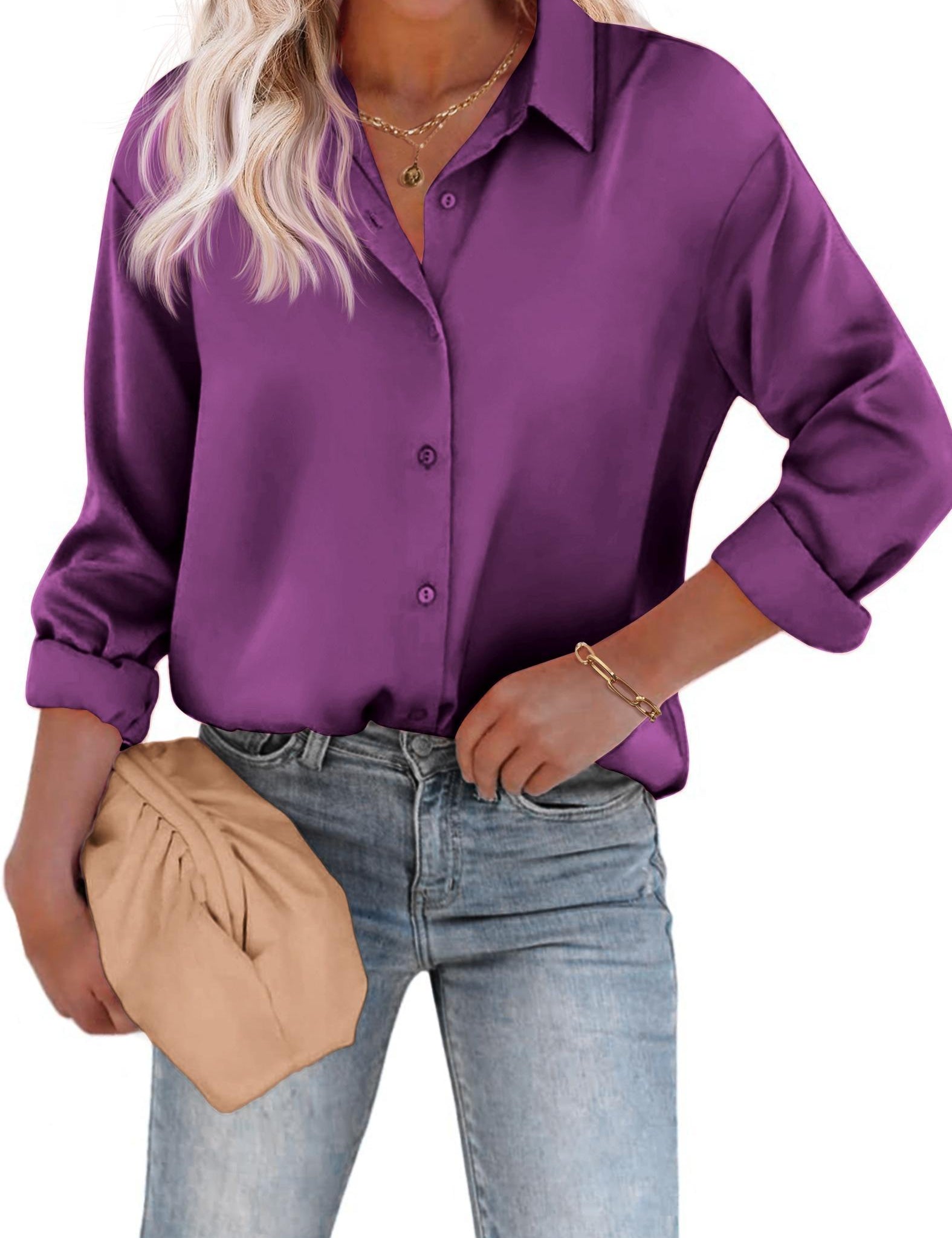Aurore Pemberton | Elegant Skjortebluse med Knapper i Hvid