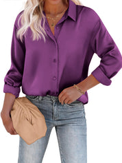 Aurore Pemberton | Elegant Skjortebluse med Knapper i Hvid