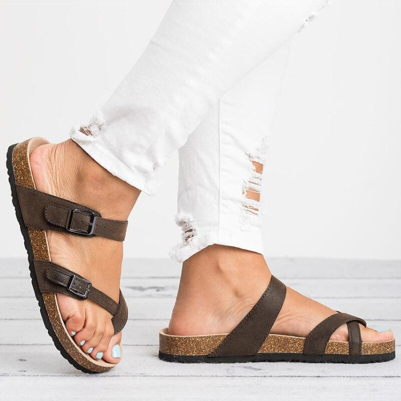Isabeau Nordström | Komfortable Kork-Sandaler med Sort Læder