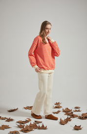Loretta | Stribet Relaxed Fit Sweater med Blåt & Hvidt Mønster