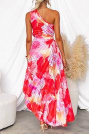 Alessandra Valenti | Midi-Kjole med Asymmetrisk One-Shoulder og Blomsterprint