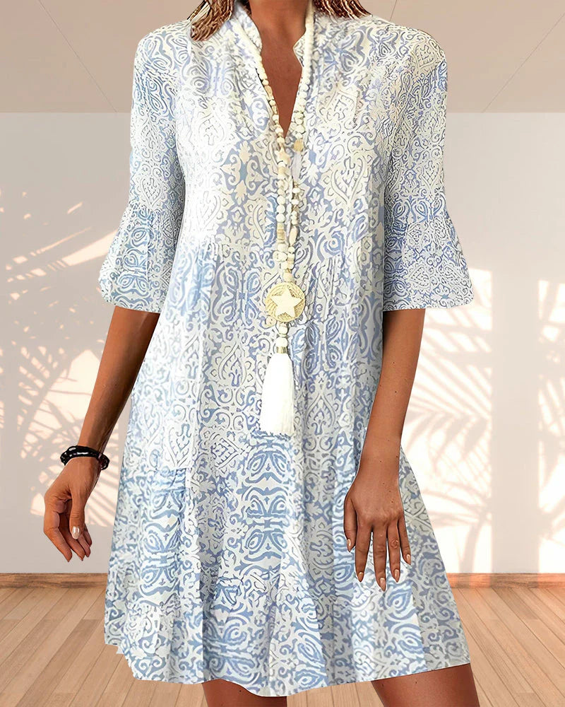 Isabella Rossi | Boho midi sommerkjole med Ibiza-print