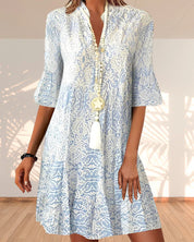 Isabella Rossi | Boho midi sommerkjole med Ibiza-print