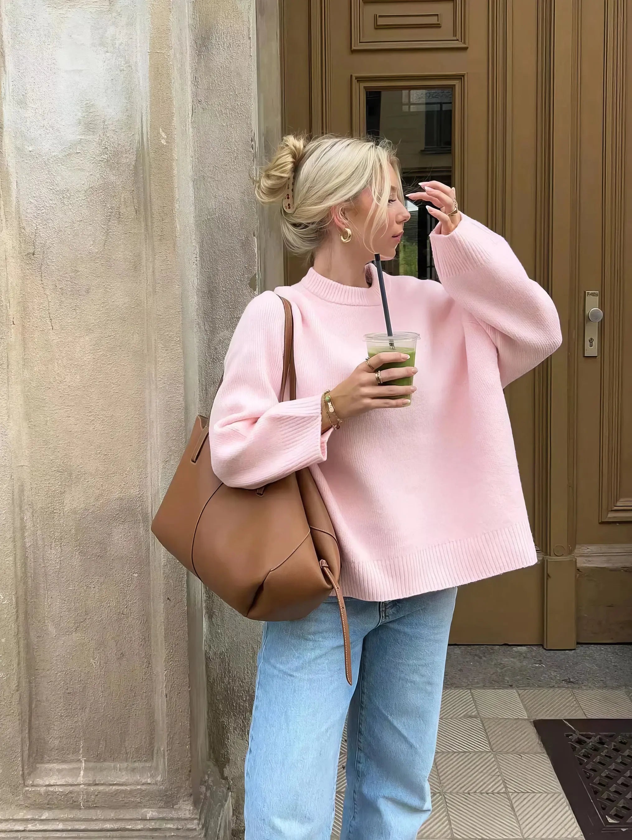 Lena Cardinale | Crewneck Pullover i Blød Bomuld – Klassisk Komfort