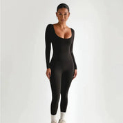 Natalie Rosewood | Langærmet Seamless Bodysuit i Charcoal
