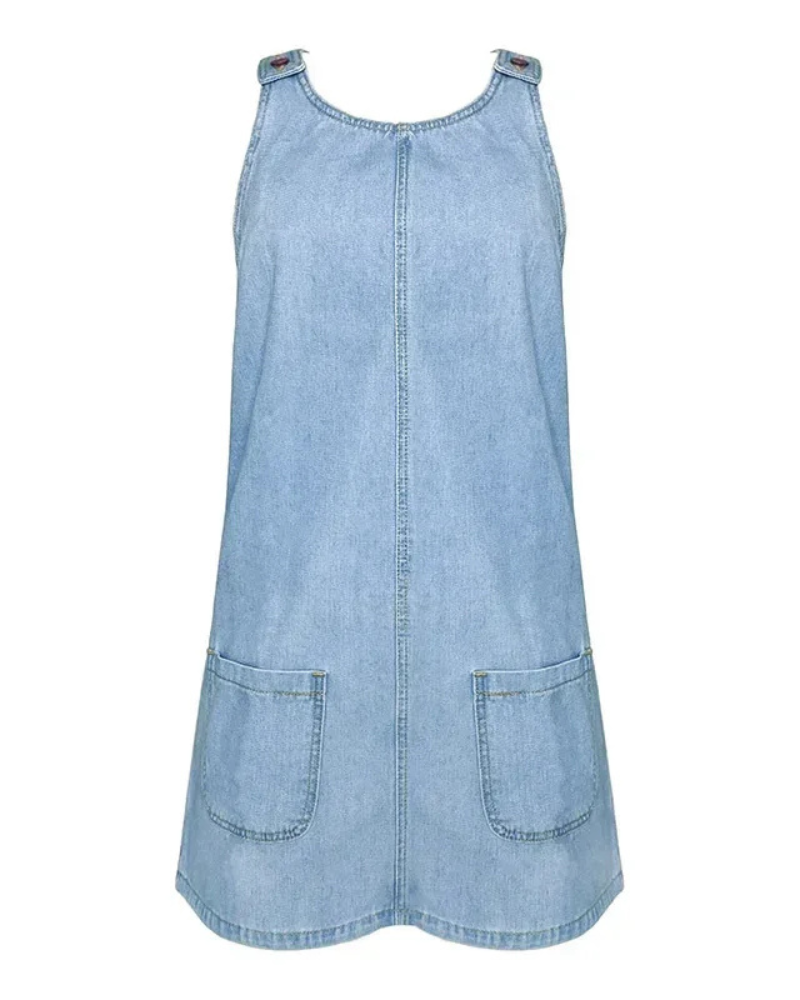 Margot Ashford | Midi-Denimkjole med Lommer til Kvinder