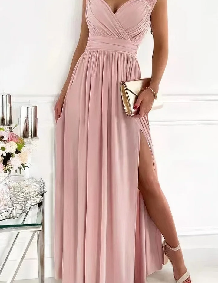 Gianna Ashcroft | Ærmeløs Maxi-kjole i Blush med Blonde-detaljer