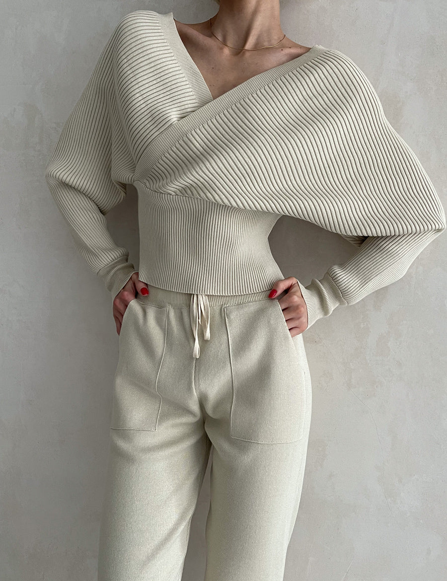 Elin Berggren | Off-shoulder Strikket Two-piece Sæt i Pink