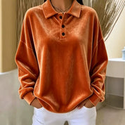 Karin Bendtsen | Oversize velurové polo s dlouhými rukávy