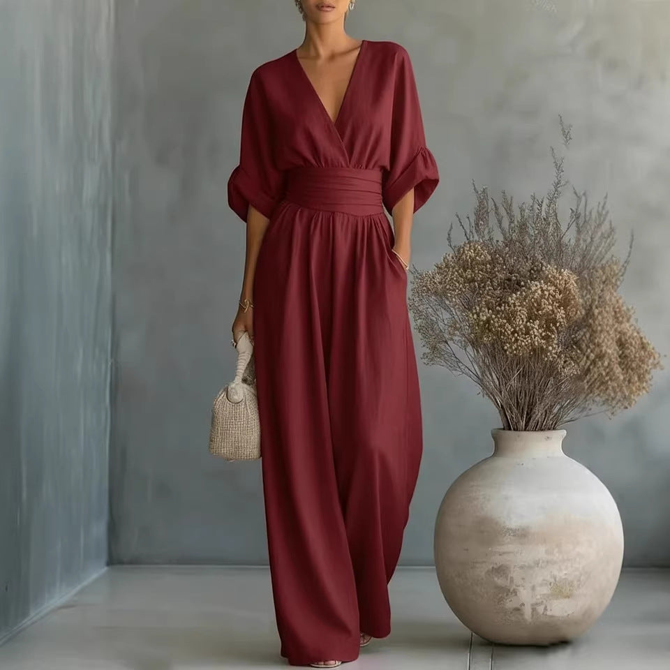 Renata Olivares | Wide-leg jumpsuit med V-hals til kvinder