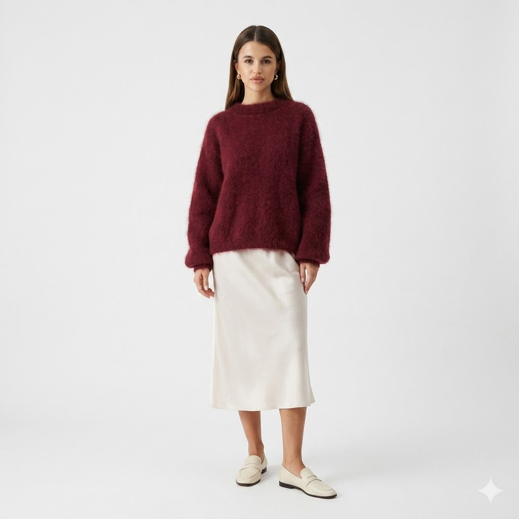 Rosalina Moretti | Burgundy Mohair Pullover – Luksus Knit Sweater