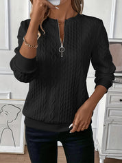 Noémie Castellani | Stilfuld Kabelstrikket Zip-Sweater i hvid