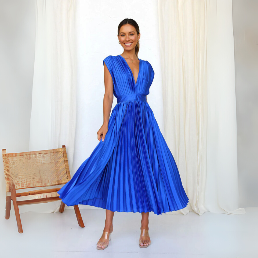 Aurélie Fontaine | Maxi festkjole med plisseret elegance
