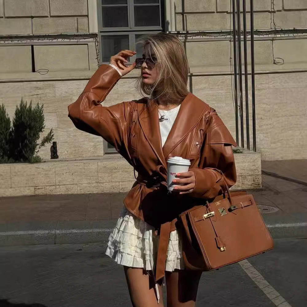 Rikke Petersen | Retro kožená bunda v oversize střihu