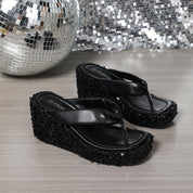 Maja Hansen | Glitter Wedge Flip Flops med pailletter til kvinder