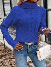 Lise Bonde | Pullover mit Zopfmuster und Rollkragen in Rot