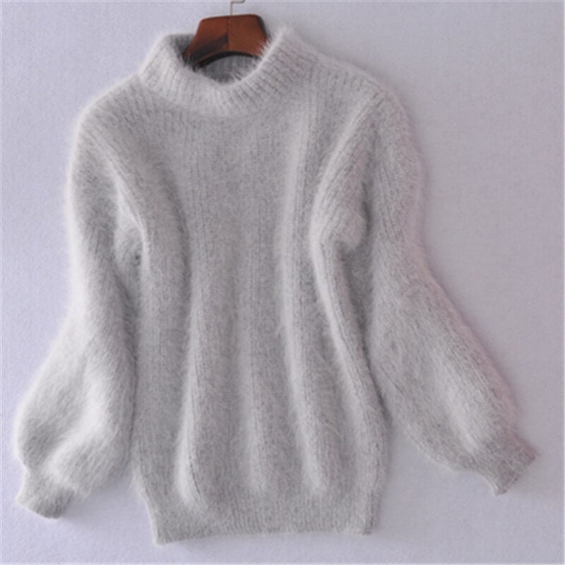 Leonora Ashborne | Blød Sweater med Puffærmer i Babyblå