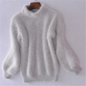 Leonora Ashborne | Blød Sweater med Puffærmer i Babyblå