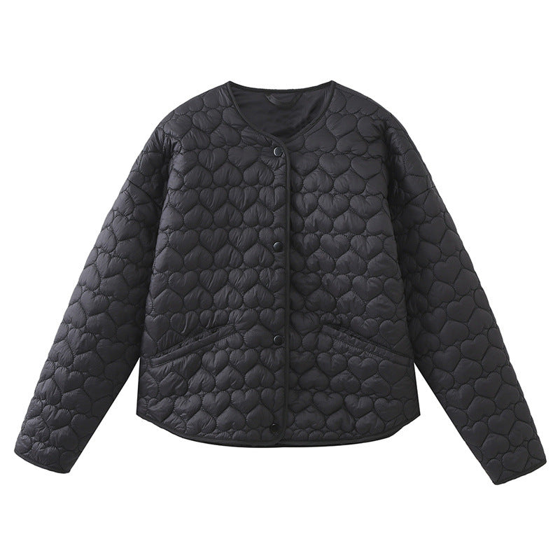 Louise Mortensen | Quilted cropped jacket with heart pattern