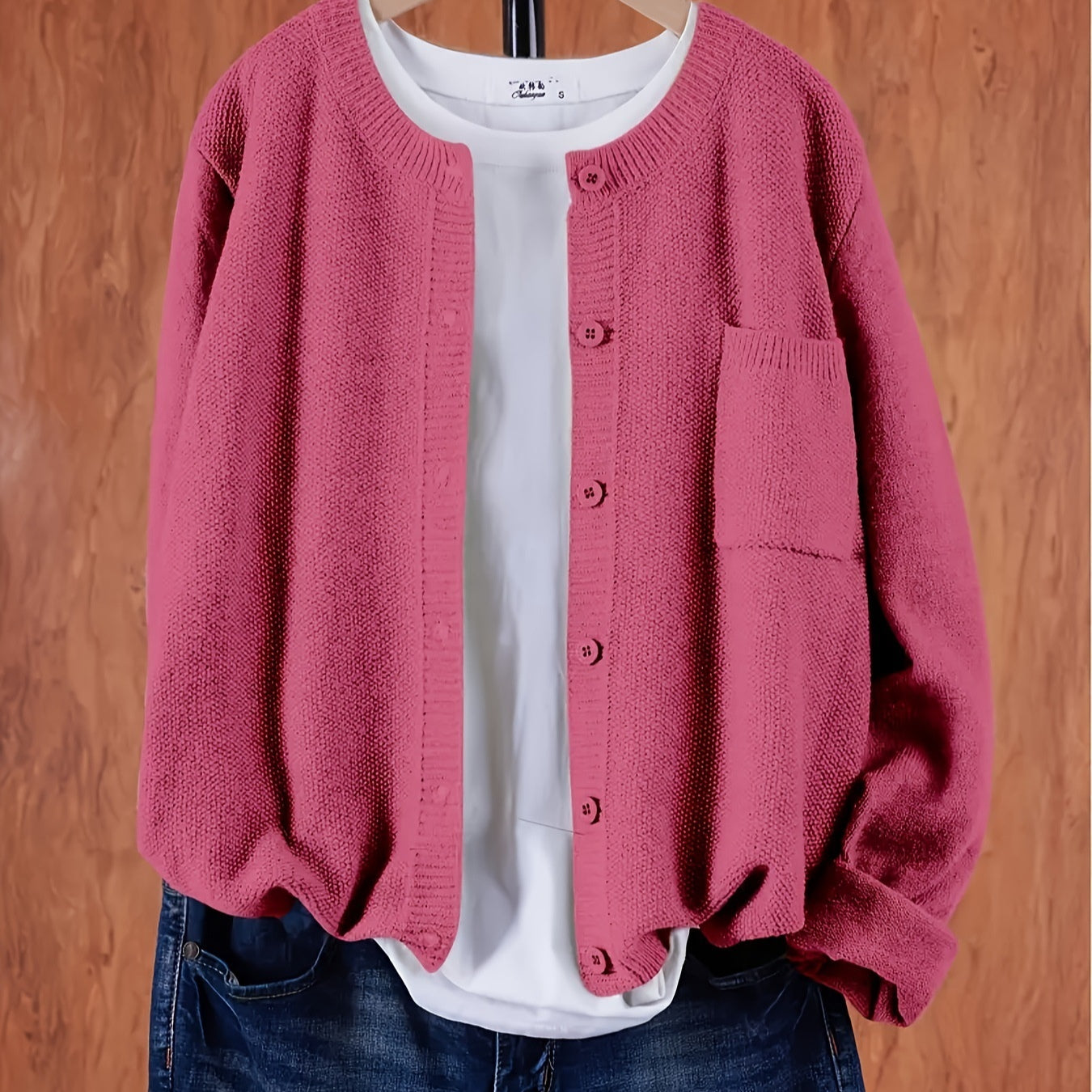 Thea Lundgren | Strikket cardigan i rosa med knapper