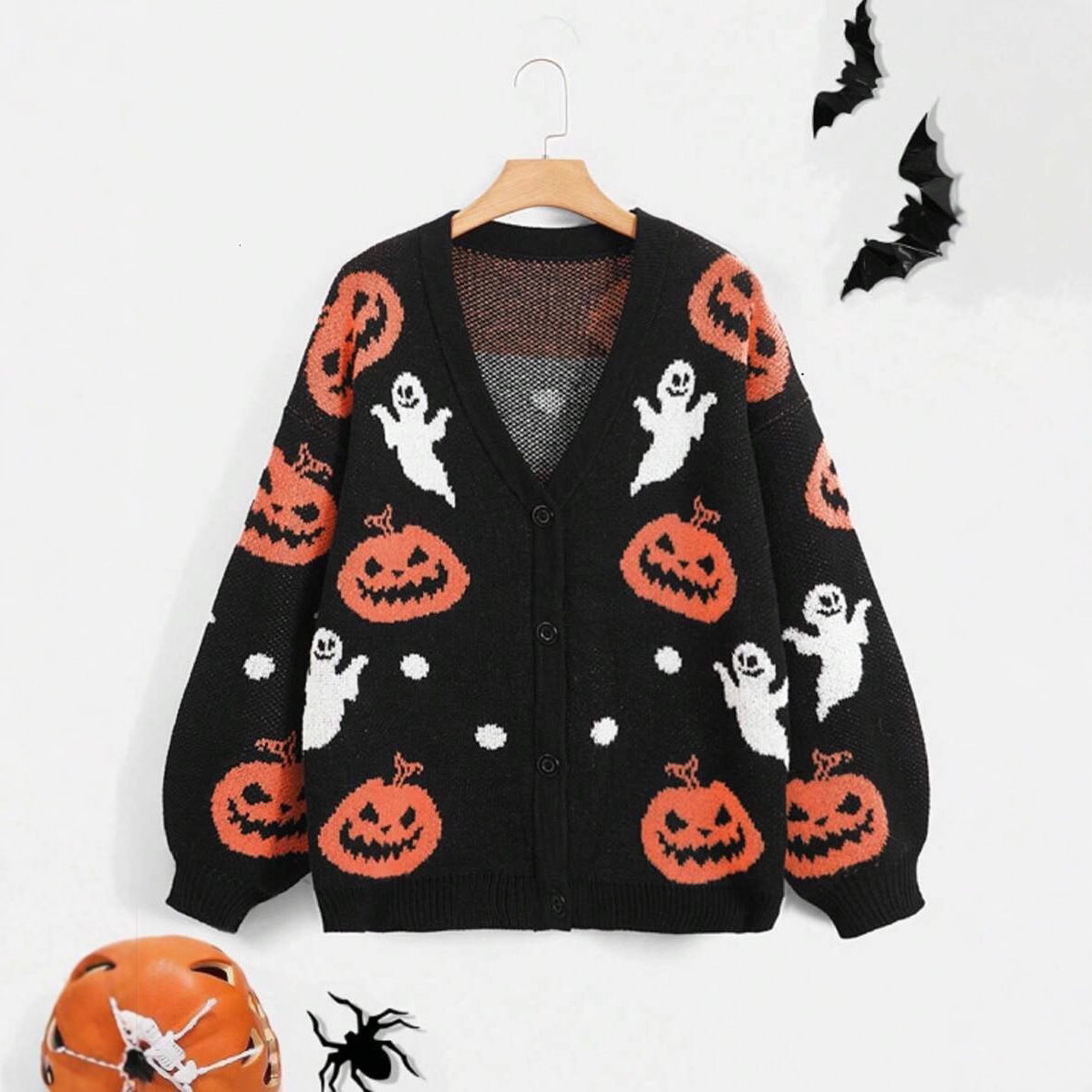Trick & Treat | Pumpkin & Ghost Halloween Cardigan For Women